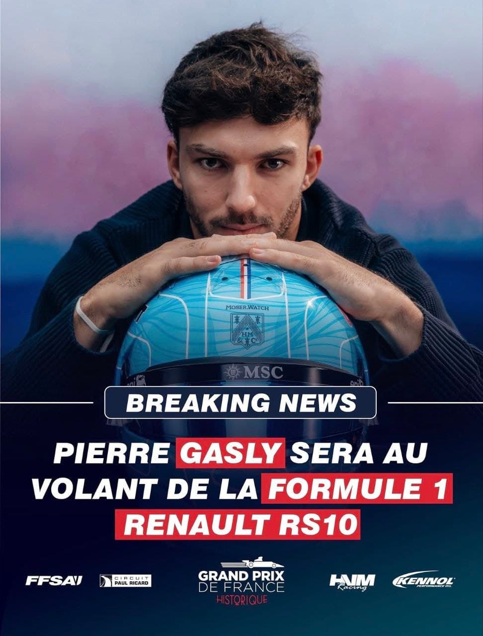 П'єр Гаслі сяде за кермо легендарного Renault RS10 на Історичному Гран-прі